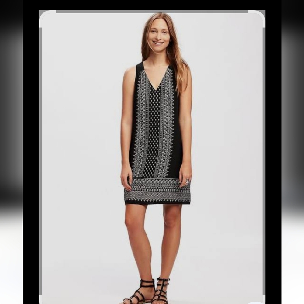 Old Navy Black/White‎ Geometric Print Mini Dress Vacation Beach Boho Western